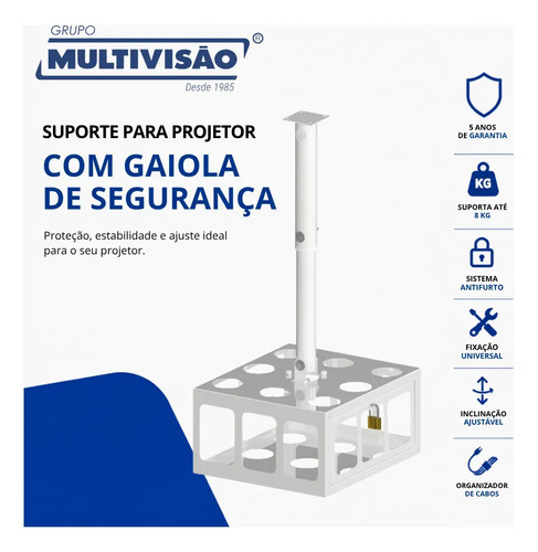 Suporte Para Projetor Antifurto/suporte Gaiola Projetor Cor Branco