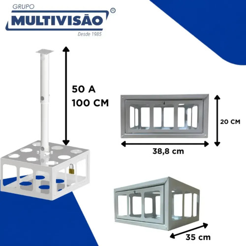 Suporte Para Projetor Antifurto/suporte Gaiola Projetor Cor Branco