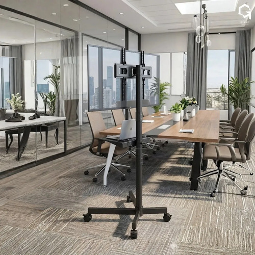 Suporte Pedestal Para Tv De 23 A 60 Com Rodinhas Bandeja Cor Preto