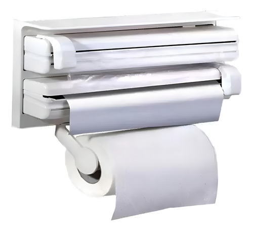 Suporte porta rolo toalha aluminio filme papel cozinha 3 x 1