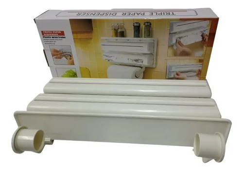 Suporte Porta Rolo Toalha Aluminio Filme Papel Cozinha 3 X 1