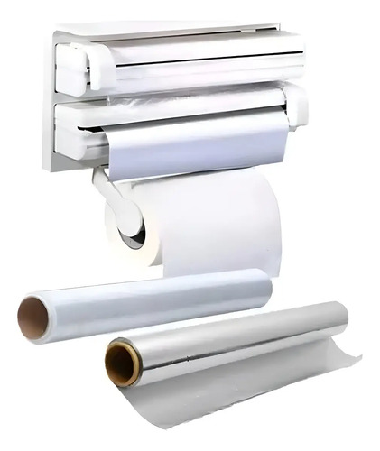 Suporte Porta Rolo Toalha Aluminio Filme Papel Cozinha 3 X 1