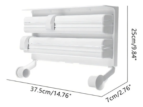 Suporte Porta Rolo Toalha Aluminio Filme Papel Cozinha 3 X 1