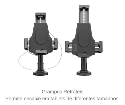 Suporte Tablet PCYES Grampo Antifurto Inclinação Livre Rotação 360°