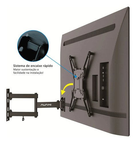 Suporte Tri Articulado Tv De 26 Até 60 Polegadas Aço Reforçado Suporta Até 35kg Para Parede E Painel