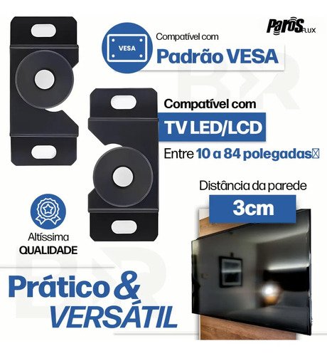 Suporte TV Fixo Universal 10" a 100" Polegadas Forte Para Todas as Marcas