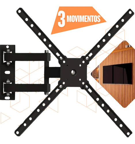 Suporte tv parede tri articulado 10 a 60 led oled qled refor