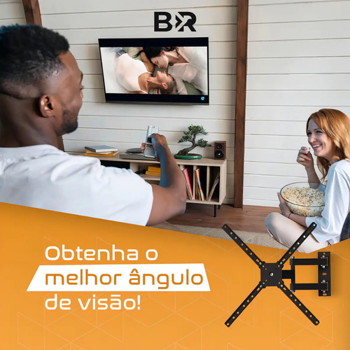 Suporte Tv Parede Tri Articulado 10 a 60" Led Oled Qled Reforçado 30kg