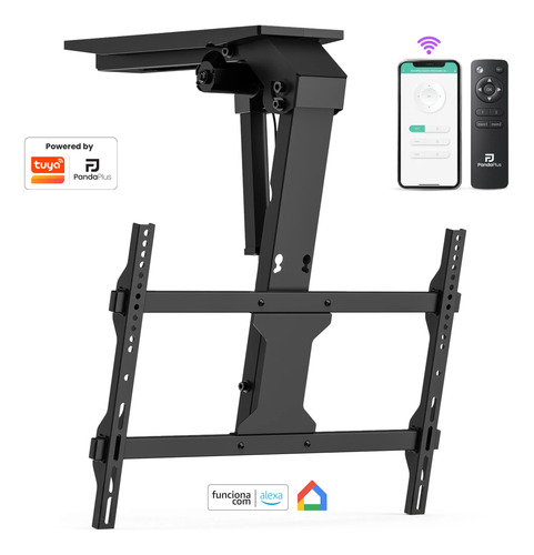Suporte tv teto eletrico wifi 45kg rotacao inclinacao alexa