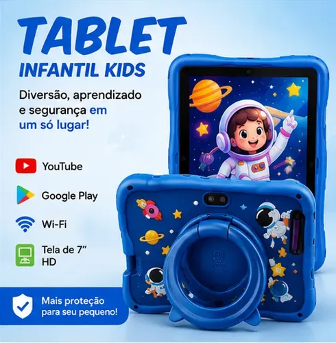 Tablet Infantil Kids Para Criança Com Youtube E Play Cor Ros