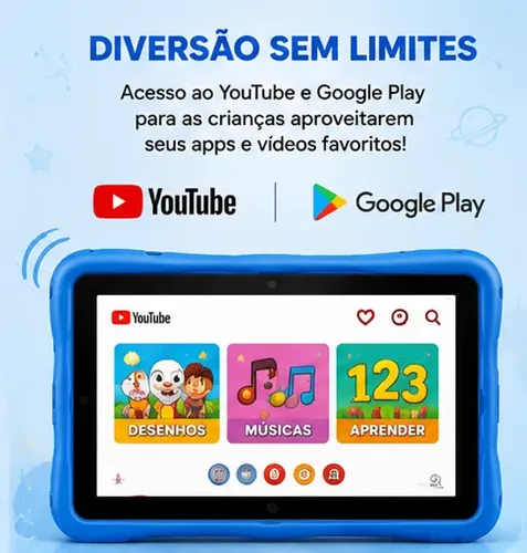 Tablet Infantil Kids Para Criança Com Youtube E Play Cor Ros