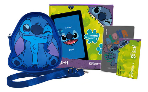 Tablet Positivo Vision Tab 7 Stitch, 64 GB, 3 GB RAM, Tela 7" IPS, Android 14 Go, com Capa e Mochila
