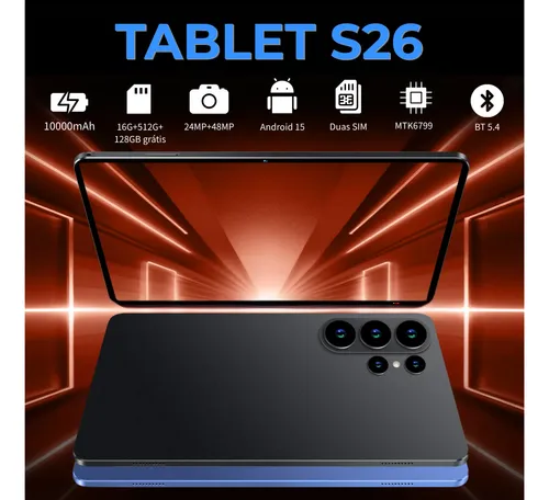 Tablet S26 Android 15 Dual Sim 5g 16gb+512gb+128gb 10000mah