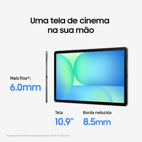 Tablet Samsung Galaxy Tab S10 FE WiFi, 128GB, 8GB, Tela 10.9" 90Hz, S Pen e Capa Inclusas Cinza