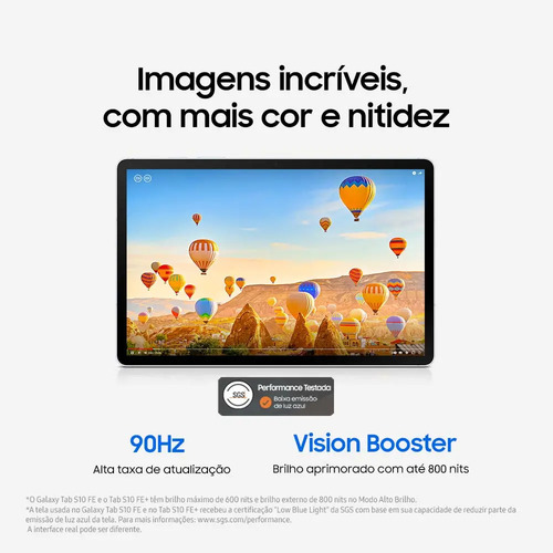 Tablet Samsung Galaxy Tab S10 FE WiFi, 128GB, 8GB, Tela 10.9" 90Hz, S Pen e Capa Inclusas Cinza
