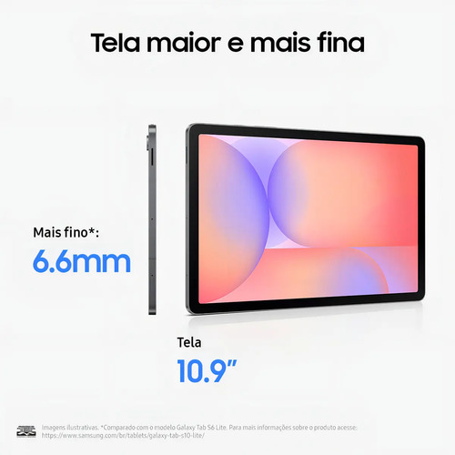 Tablet Samsung Galaxy Tab S10 Lite 5G, 128GB, 6GB RAM, Tela 10.9", S Pen e Capa Smartbook Cover Inclusas
