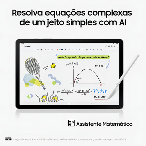 Tablet Samsung Galaxy Tab S10 Lite 5G, 128GB, 6GB RAM, Tela 10.9", S Pen e Capa Smartbook Cover Inclusas