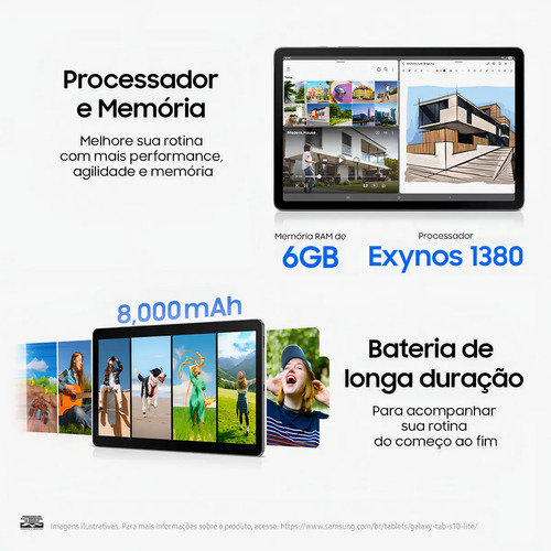 Tablet Samsung Galaxy Tab S10 Lite 5G, 128GB, 6GB RAM, Tela 10.9", S Pen e Capa Smartbook Cover Inclusas