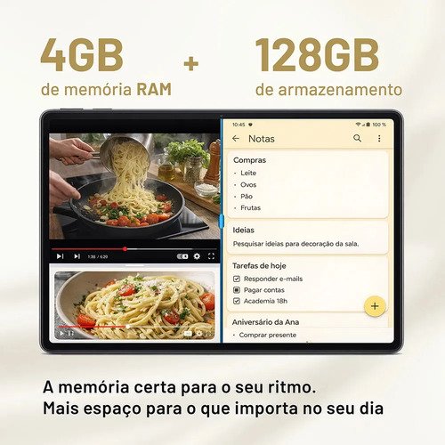Tablet VAIO TL10 4GB RAM 128GB Octa-Core, Tela 10.4” 2K, 4G WiFi Dual Band, Câmera 8MP + Selfie 5MP, 7000mAh, Android 16, com Teclado Magnético de Conexão Inteligente – Preto