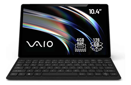 Tablet VAIO TL10 4GB RAM 128GB Octa-Core, Tela 10.4” 2K, 4G WiFi Dual Band, Câmera 8MP + Selfie 5MP, 7000mAh, Android 16, com Teclado Magnético de Conexão Inteligente – Preto