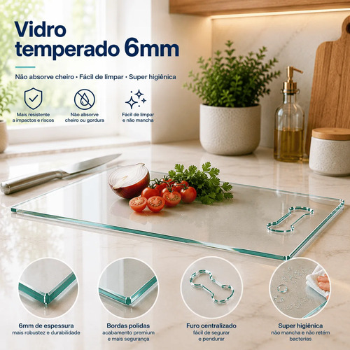 Tábua De Corte De Vidro Fácil De Limpar Sem Cheiro