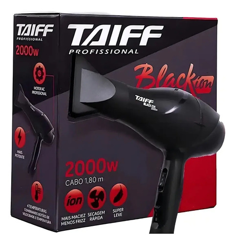 Taiff profissional black ion secador de cabelo 2000 watts