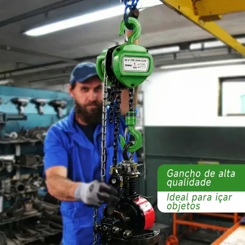 Talha Manual 1 Tonelada 1000 Kg Com Corrente 3m Ryoku