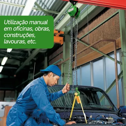 Talha Manual 1 Tonelada 1000 Kg Com Corrente 3m Ryoku