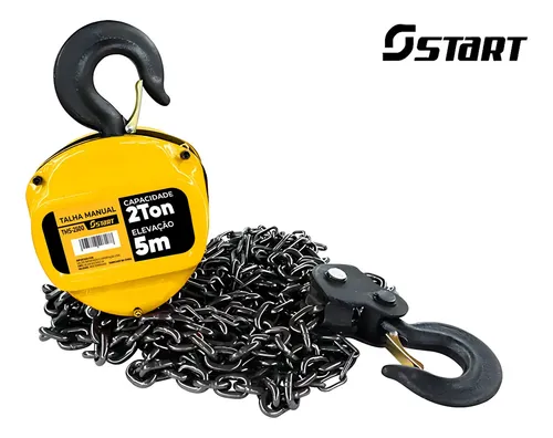 Talha Manual 2000 Kg 2 Toneladas Corrente 5 Metros + Luvas