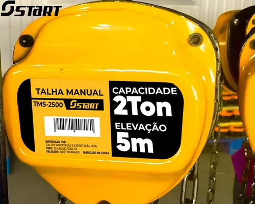 Talha Manual 2000 Kg 2 Toneladas Corrente 5 Metros + Luvas