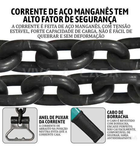Talha Manual Catraca Alavanca Com Corrente 2t 3m Freio Duplo