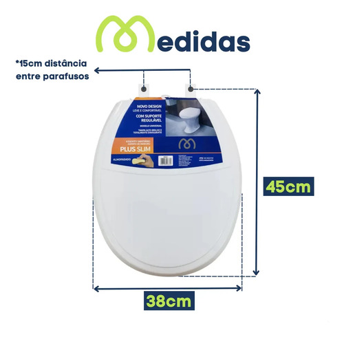 Tampa De Vaso Sanitário Almofadado Assento Vaso Oval Cor Branco