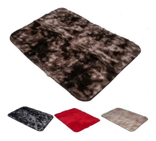 Tapete 1,50 X 1,00 Pelos Altos Felpo Felpudo Pra Sala Quarto Cor Tabaco Mesclado