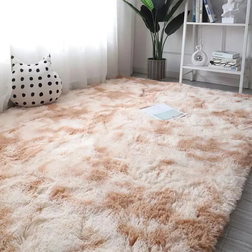 Tapete 2,00x1,50 Peludo Felpudo Para Sala e Quarto Cores Cor Bege-mesclado Desenho Do Tecido Pelo Alto Casa Laura Enxovais Tapete Médio Para Sala 2x1,5m, Antiderrapante e Lavável - Bege Mesclado