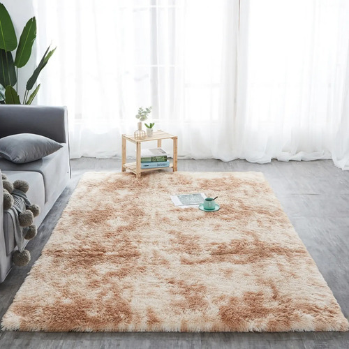 Tapete 2,00x1,50 Peludo Felpudo Para Sala e Quarto Cores Cor Bege-mesclado Desenho Do Tecido Pelo Alto Casa Laura Enxovais Tapete Médio Para Sala 2x1,5m, Antiderrapante e Lavável - Bege Mesclado