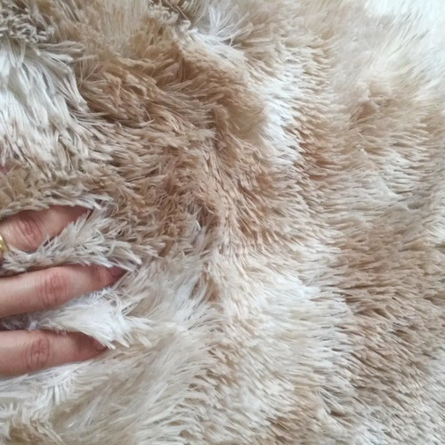 Tapete 2,00x1,50 Peludo Felpudo Para Sala e Quarto Cores Cor Bege-mesclado Desenho Do Tecido Pelo Alto Casa Laura Enxovais Tapete Médio Para Sala 2x1,5m, Antiderrapante e Lavável - Bege Mesclado
