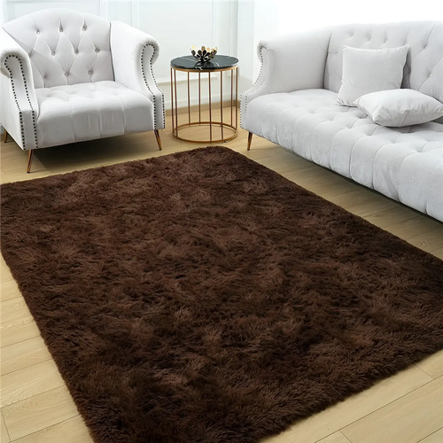 Tapete 200x150 peludo felpudo sala e quarto cores cor chocol