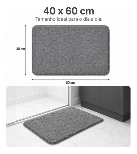 Tapete Banheiro Antiderrapante Macio Absorvente 60x40