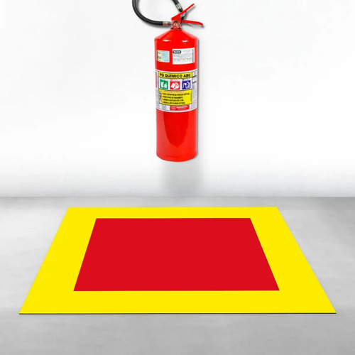 Tapete Demarcação de Extintor 100x100cm Amarelo PVC Antiderrapante Alvará
