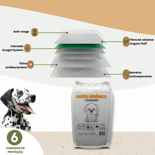 Tapete Higiênico 50 Unidades (60x55) Descartável Manta Fralda Absorvente Gel Para Cachorro Pet Cão