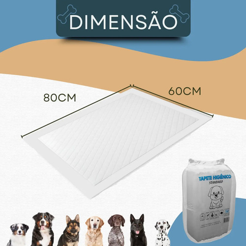 Tapete Higiênico 50 Unidades 80x60 biosec descartável para cachorro pet cão absorvente manta fralda