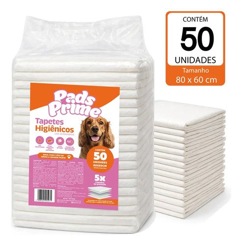Tapete higienico 80x60 50un pet cachorro caes pads prime