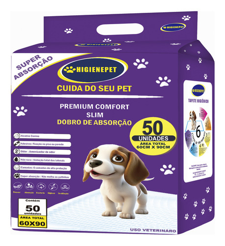 Tapete higienico higienepet comfort 60x90cm 50 unidades anti