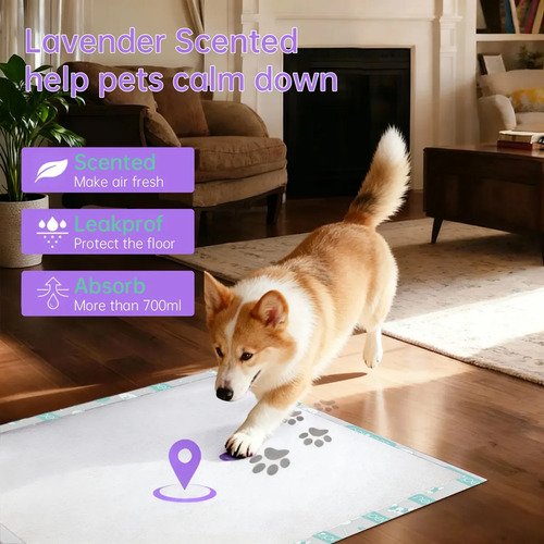 Tapete Higiênico New Pet com Aroma Lavanda, 30 Unidades 80x60cm, para Cães