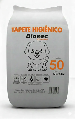 Tapete higienico para cachorro 50 unidades 60x55cm com gel a