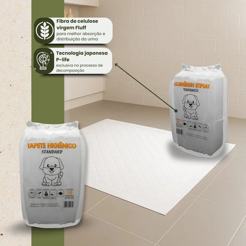 Tapete Higiênico para Cachorro 50 Unidades 60x55cm com Gel Absorvente Fralda Manta Pet Cão