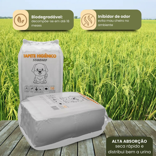 Tapete Higiênico para Cachorro 50 Unidades 60x55cm com Gel Absorvente Fralda Manta Pet Cão