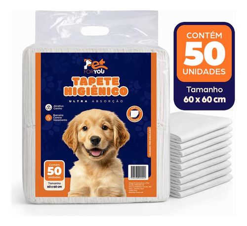 Tapete higienico pet 50 unidades 60x60 descartavel cao gato