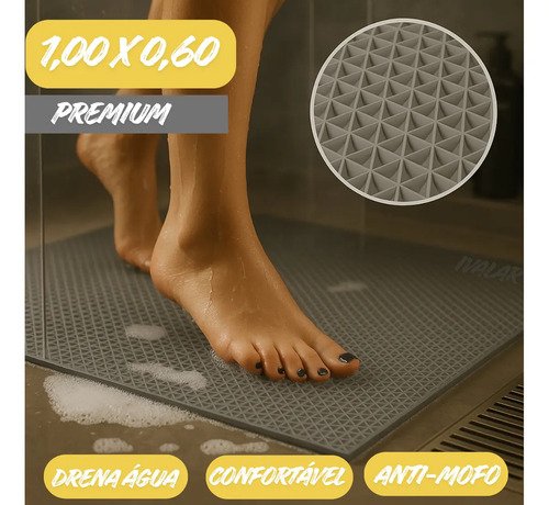 Tapete Vazado Antiderrapante para Banheiro Box Piscina Idoso 1,00 X 0,60 Ivalar