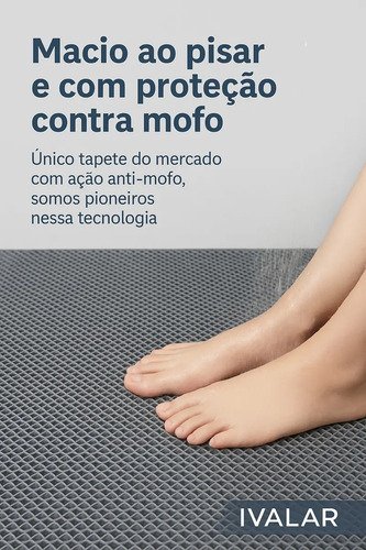Tapete Vazado Antiderrapante para Banheiro Box Piscina Idoso 1,00 X 0,60 Ivalar